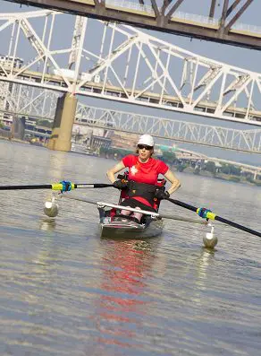 Jenny Smith Rowing on river