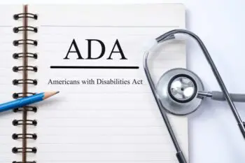 ADA Americans with Disabilities Act sign on a notebook